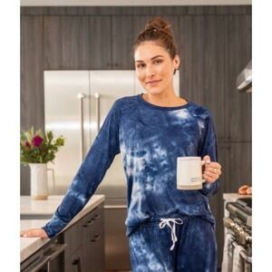 Hello Mello Blue Tie Dye Dyes The Limit Lounge Shirt Womens S/M New